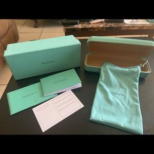 Tiffany & Co eyeglasses box, bag, and certificate of authenticity pack.